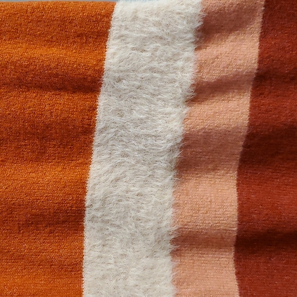 Fuzzy Stripe Dog Sweater - Deep Orange and Burgundy - Picture 2 of 7
